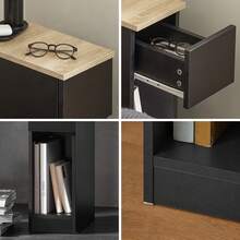 Mesita de noche estrecha SoBuy de 20 cm con cajón, mesa auxiliar que ahorra espacio para habitaciones pequeñas, dormitorio, sala de estar, color negro, 20x35x60 cm, FBT111-SCH - Negro - Ver 6