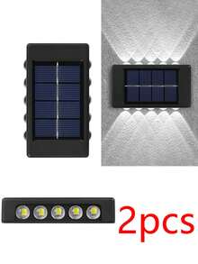 2pcs Solar Up & Down Light Wall Lamp, 10/8/6 LED Waterproof Outdoor Wall Light, Auto On/Off Warm White Landscape Lighting, Suitable For Yard Fence Stairs - 2PCS - View 17