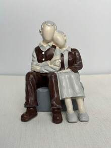 情侶結婚週年禮物：一尊老夫婦並肩而坐的雕像，創意情人節/生日禮物，給妻子/丈夫的週年禮物，銀婚與金婚週年禮物，浪漫紀念品 - A - 查看 10