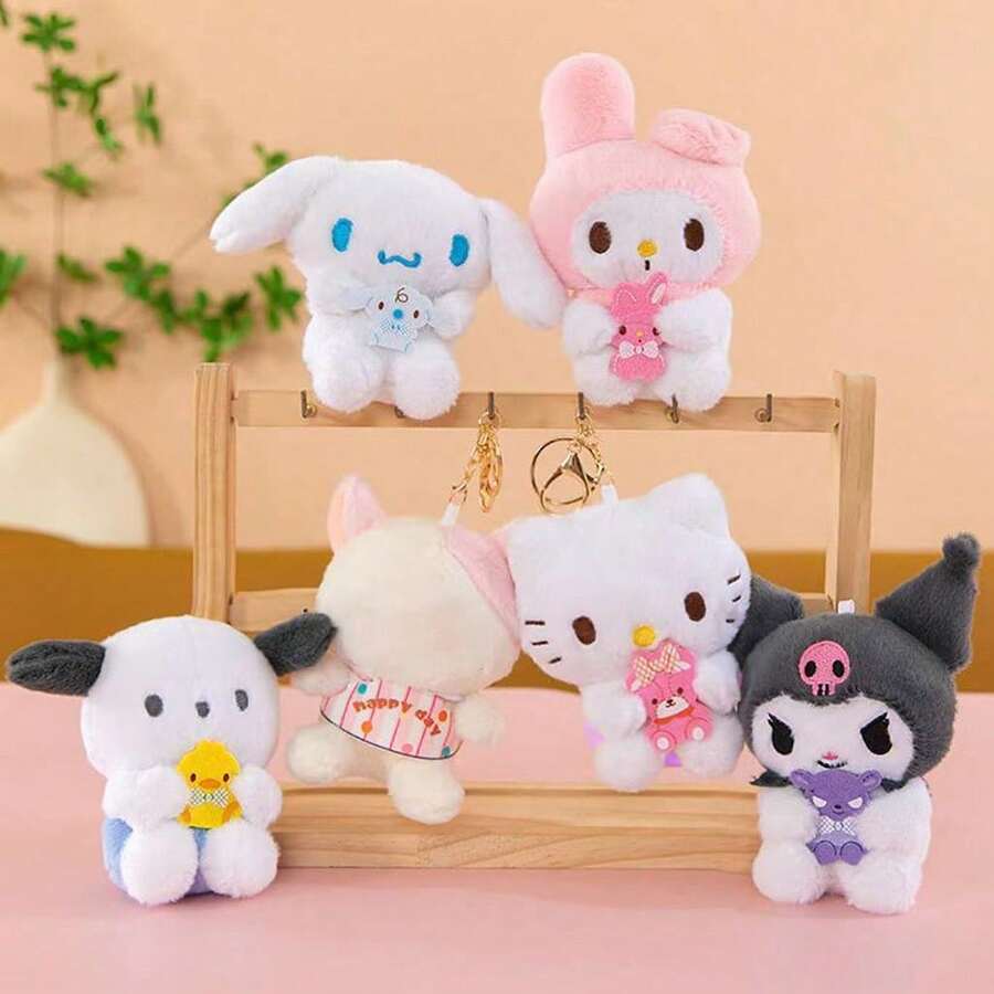 SANRIO 1pc Series Plush Doll Plush Hanging Ornament Bag Accessory Car Hanging Pendant Holiday Gift - Multicolor - View 1