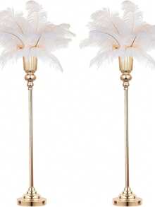 4pcs Metal Floral Decoration Stand, Metal Wedding Centerpiece Decoration Rack, High Table Decoration Vase, Suitable For Wedding Reception Centerpiece, Event Party, Hotel Home Decor (32 Inch, Gold) - 80cm/31.4inch - View 1
