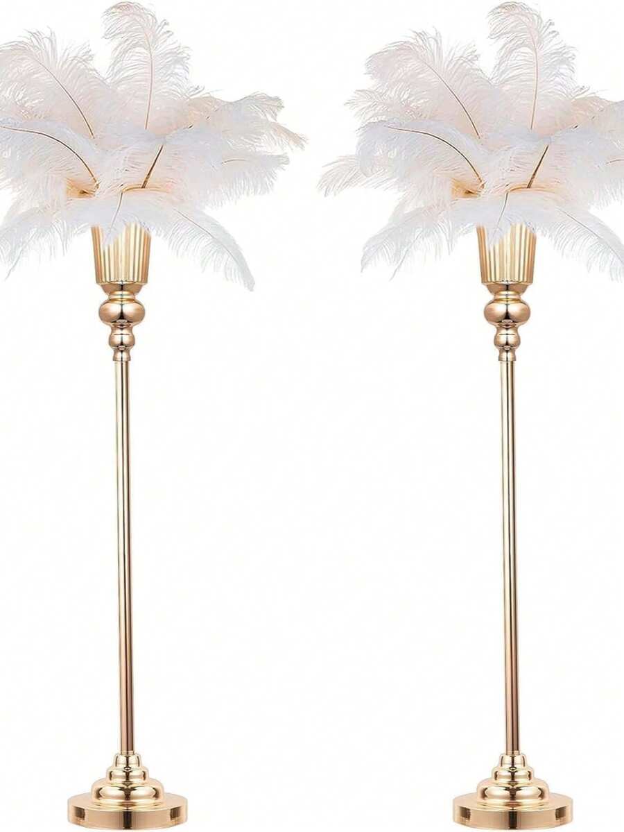 4pcs Metal Floral Decoration Stand, Metal Wedding Centerpiece Decoration Rack, High Table Decoration Vase, Suitable For Wedding Reception Centerpiece, Event Party, Hotel Home Decor (32 Inch, Gold) - 80cm/31.4inch - View 1