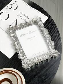 An Elegant Resin Photo Frame With Embossed Details, Gold Polishing, Single Photo Display, Vertical Orientation, Desktop Stand, Unique Bow Design, Single Slot, Rectangular Shape-Perfect Gift For Home And Office Decor! - Multicolor - View 4