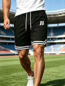 Men's Sports Basketball Shorts, Quick-Dry Gym Training Shorts With Pockets, Men's Casual Running Training Shorts - Black - View 1
