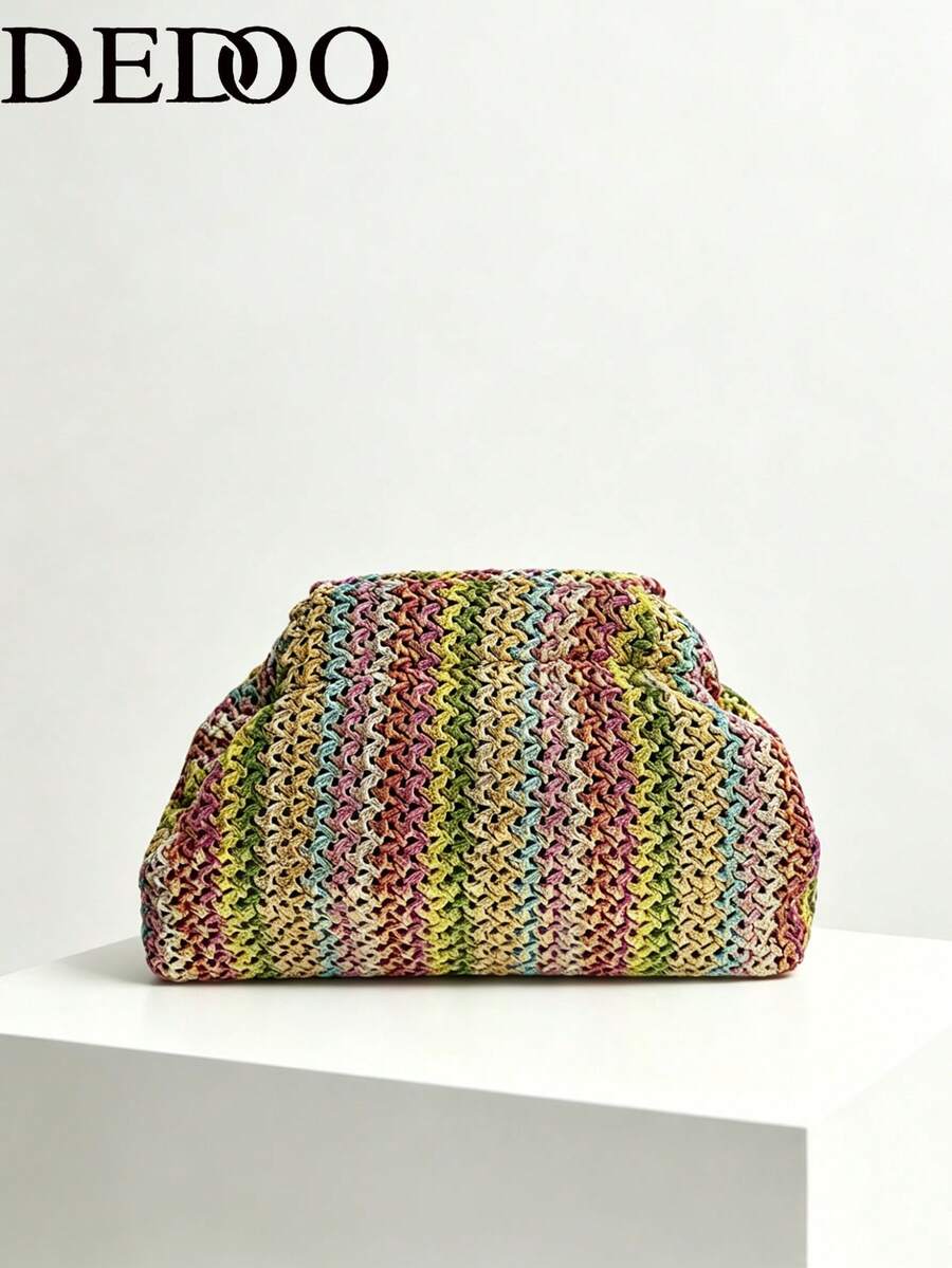 Dedoo This Lady Is Holding A Woven Pleated Clutch Bag, The Pleats Are Light As Clouds, Fashion And Minimalist (Gift Bag Included) - Multicolor - View 1