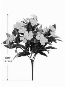 1/3pcs Vibrant Artificial Impatiens Flower Bouquet, Realistic Faux Flowers, Suitable For Outdoor Garden, Indoor Planter And Balcony Decoration, 15.7 Inches Tall, Low Maintenance, Durable And Bendable Stems, Artificial Flowers - Purple - View 3