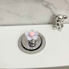 Cute Flower Toilet Flush Button, Creative Bathroom Water Tank Flush Switch For Long Nails Nail Art - B - View 3