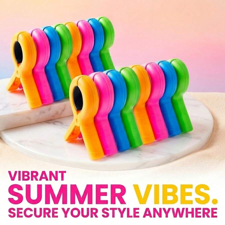 1-10pcs Large Beach Towel Clips, Suitable For Beach/Pool/Cruise Chair, Heavy Duty, Clothing Clips, Windproof, 4 Vibrant Colors, Summer Beach Clips, Clothesline Clips