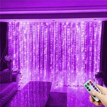 1 pieza Luces LED de cadena con enchufe USB de 3/6m con control remoto, decoración de ambiente de fondo para habitación, decoración del hogar - Cortina de luz USB - Ver 2