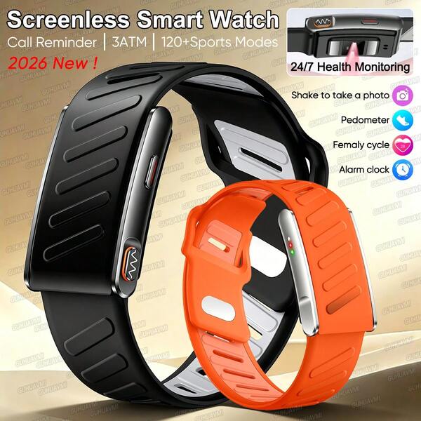 GUHUAVMI 2026 New Health Screenless Smart Watch For Men Women, 3ATM Waterproof Smart Bracelet, Multi-Function Reminder, ECG, Sleep Monitor, 120+Sports Modes, Activity Tracker, Fitness Tracker, Compatible With IPhone&Android