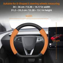 Hocasen 碳纤维纹理皮革和透气PU皮革方向盘套,适用于特斯拉Model S/Model 3/Model Y/Model X/Model Y L及其他车型,颜色可选:黑色、酒红色、摩卡色、橙色 - Perforated Steering Wheel Cover - 查看 21