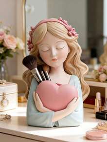 1 European Style Resin Art Human Body Design Bud With Handheld Heart-Shaped Design, 6 Inch Used For Home Decoration,Decoration Center, Used For Dining Tables, Weddings, Living Rooms Or Dining Rooms, Home Desktop Cosmetics Storage Rack,Bedroom Room Decor,Back To School - Multicolor - View 7