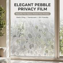 Pebble Texture Static Cling Window Privacy Film, Semi-Transparent Glue-Free DIY Easy Install Frosted Glass Sticker, Bathroom Shower Door Balcony Blackout Window Curtain - Cobblestone - View 8