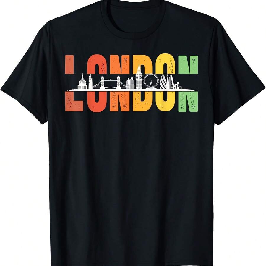 Skyline City London T-Shirt - Black - View 1