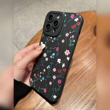 Black Eyes Colorful Flowers Print Phone Case - 黑色 - 查看 3