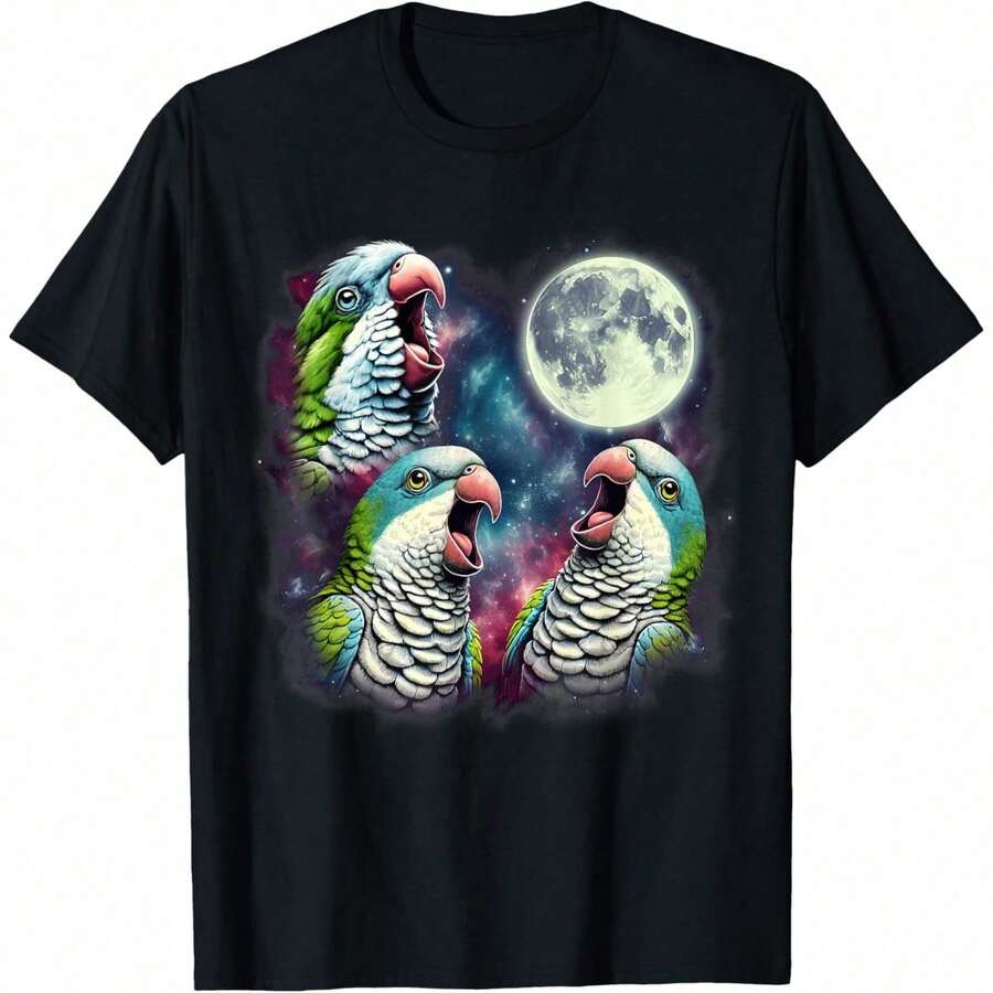 Tres Quakers Haciendo Sonidos de Aullido a la Luna - Camiseta de Meme Extraño para Amantes de los Loros - Verde militar - Ver 1