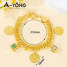 Fashion Dubai Hip-Hop Style 21K Gold Plated Middle Eastern Islamic Lucky Bracelet, Italian Women's Party Jewelry - Pendant Bracelet - View 17