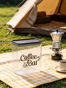 Transparent Coffee Bar Storage Canister, Coffee Bar Print, Airtight Food Container, Suitable For Storing Coffee, Tea And Pantry Storage, Kitchen Decor, Also A Perfect Gift For Coffee Lovers And Family - Multicolor - View 4