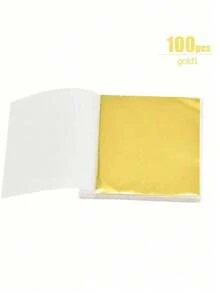 100片金箔仿箔紙葉片，適用於DIY、環氧樹脂、矽膠模具、珠寶製作、填充、裝飾、手工工具 - 彩色 - 查看 12
