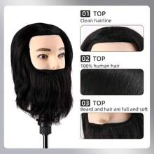 Male Mannequin Head With Natural Texture Hair Manikin For Men Barber Cosmetology Straight Beard Manikin Head For Practicing Cutting & Styling - View 4