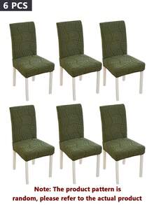 1/2/4/6pcs Jacquard Elastic Dining Chair Cover Set, Dark Color Full Coverage Stretch Chair Slipcover, Washable Soft Lambswool Chair Protector, Suitable For Kitchen, Dining Room, Party, Wedding - Green - View 13