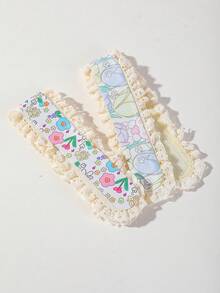 2 piezas de pinzas para el cabello con estampado de flores de tulipán coloridas para niñas, con cierre de gancho y bucle ancho, fijador no dañino para flequillo y cabello suelto, accesorio para diadema para uso diario - Multicolor - Ver 2
