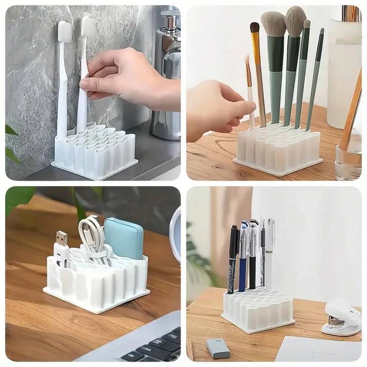 32-Compartment Ointment Organizer, Multi-Compartment Medicine Storage Organizer For Small Items, Multi-Purpose Storage Rack For Cosmetics/Pens. - Teal Blue - View 6