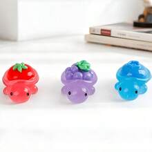 HAWT 7件組可愛水果圖案發光迷你小烏龜，3-10歲兒童螢光樹脂烏龜玩具，臥室柔光小夜燈裝飾，適合夏季露營、水族魚缸裝飾 - 彩色 - 查看 5