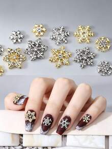 30 Stück/Box Punk-Stil Legierung Schneeflocken Nagelkunst Dekoration, Europäischer & Amerikanischer Stil 3D Strass Glitzer Schneeflocken Nagelsteine, Y2K Strass Kunstnägel Nagelkunst Zubehör, Multifunktionale DIY Dekorationszubehör, Sommer Nagelkunst Zubehör Nagelcharms - Verschiedenfarbig - Übersicht 8