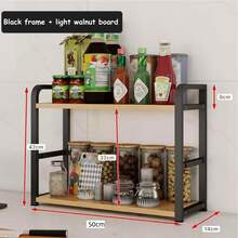 1 pieza Estante de almacenamiento multifuncional para cocina, estante organizador, estante para especias, estante de almacenamiento, accesorios de cocina, accesorios para el hogar, accesorios para la casa, artículos del hogar, artículos esenciales de cocina, artículos esenciales para apartamento, rincón de café de cocina, decoración del hogar, almacenamiento de cocina, decoración de cocina del hogar - Estante de almacenamiento de 2 capas - Ver 13