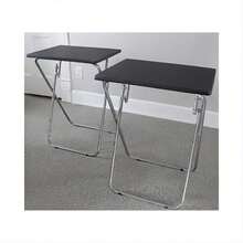 Folding TV Tray Tables - 2-Pack, 19x15x26" Portable Dining For Living Room, Home & Kitchen - Black - View 2
