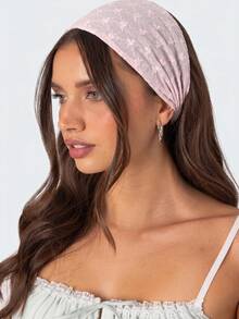 1 buah Bando Wanita Modis dengan Motif Bunga, Lembut, dan Anti Selip, Aksesori Rambut untuk Yoga dan Olahraga, Serbaguna untuk Pemakaian Sehari-hari dan Kencan, Cocok untuk Berbagai Acara - Berwarna merah muda - View 2