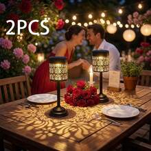 2/1pc Vintage Mandala Peony LED Table Lamp, Warm Light, Hollow Shadow Decoration, IP44 Waterproof Metal Solar Light, Auto On/Off, Exquisite Landscape Light, Suitable For Garden, Patio, Balcony, Camping, Wedding And Other Occasions - Warm-lighted Peony - View 13