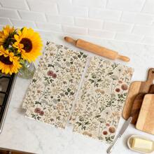 2pcs Vintage Floral Seamless Pattern Kitchen Towels, Rectangular Microfiber Dish Cloths, Dish Towels, Scrubbers, Hand Towels, Cooking Baking Tea Towels, Kitchen Decor, Housewarming Gift, Birthday Gift, Bathroom Cleaning Cloths, Decorative Towels - Multicolor - View 7