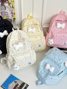 1/5pcs Girls Polka Dot Bow Backpack, Cute Fresh Highly Attractive, Versatile Student Bag, Suitable For Daily Use, School And Casual Outings, Lightweight Fashionable Shoulder Bag - Multiple Styles - View 3