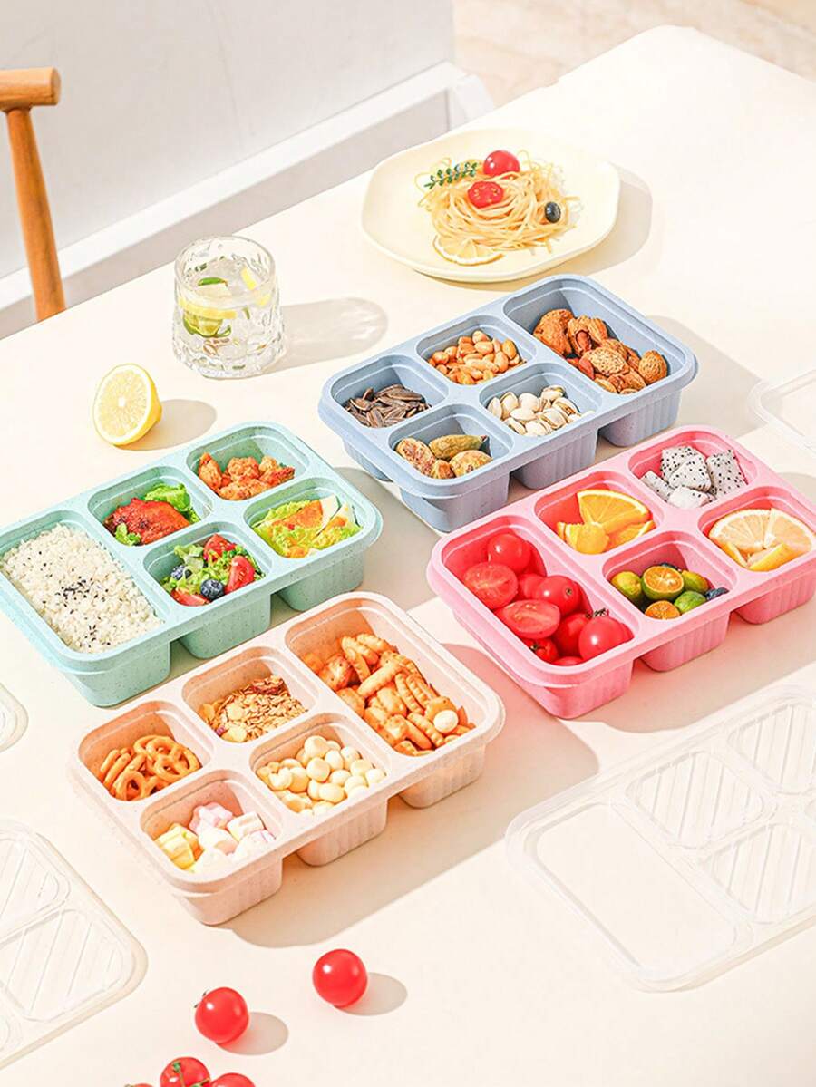 1PC Lunch Box, Portable Bento Box With Lid, 5-Compartment Food Storage Container, Reusable Lunch Box For Adults, Leak-Proof Food Storage Box, Suitable For Work, Camping, Picnic, Kitchen Storage, Cabinet Organizer, Kitchen Accessories
