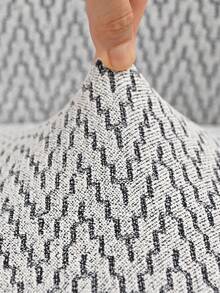 1pc Color-Block Wavy Hem Chair Cover, High Elasticity Full Coverage Non-Slip Dust-Proof, Premium Texture Wear-Resistant Durable, Suitable For Dining Chair And Study Chair - Multicolor - View 2