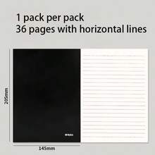 A5 Lined Thickened Black Softcover Notebook, Student Homework Book, Meeting Notebook Stationery, 36/48/62/84 Pages/Book, Minimalist Blank Grid And Lined Inner Pages, Suitable For Diary, Study, Back To School Supplies - Simple - View 10