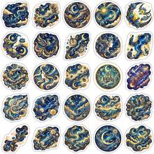 50pcs Mythological Universe Grotesque Ins Style Highly Attractive Planet & Floral Creative Waterproof Stickers For Journal, Phone Case, Notebook - A - View 8