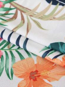 1pc Jungle Leaf Print Milk Silk Outdoor Sofa Cushion Cover, High Elasticity Dust-Proof Stain-Resistant Removable Washable All-Season Outdoor Rattan Sofa Cushion Protector - Multicolor - View 8