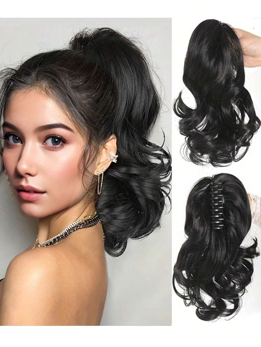 Easy-Clip Short Curly Ponytail Extension For Women - Comfortable, Heat Resistant Synthetic Hair Accessory, Hair Accessories