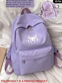 1pc Back To School Large Capacity Multi-Compartment Storage Spider Print Backpack, Nylon Material With Zipper Closure, Adjustable Shoulder Straps, Suitable For Daily Use, Outings, Shopping, School - Multicolor - View 13