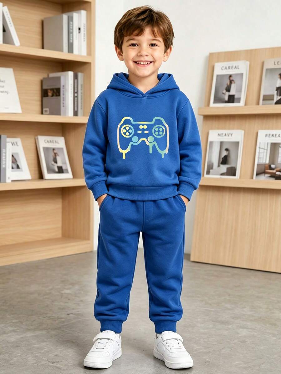 Set Anak Laki-Laki Muda Grafis Huruf Casual - Biru - View 1