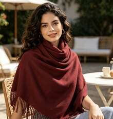 Women's Scarves Casual, Suitable For Winter And Autumn - Burgundy - View 2