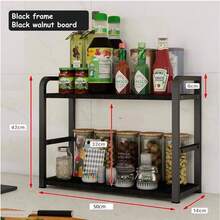 1 pieza Estante de almacenamiento multifuncional para cocina, estante organizador, estante para especias, estante de almacenamiento, accesorios de cocina, accesorios para el hogar, accesorios para la casa, artículos del hogar, artículos esenciales de cocina, artículos esenciales para apartamento, rincón de café de cocina, decoración del hogar, almacenamiento de cocina, decoración de cocina del hogar - Estante de almacenamiento de 2 capas - Ver 12