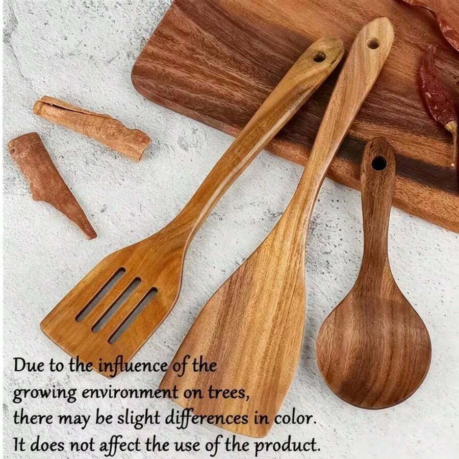 COOKDEVIL 3 PiecesWooden Kitchen Utensil Set, Natural Wooden Spurtle Spoon Set, Non-Stick Cookware Tools For Rice And Stir-Frying, Handcrafted Essentials – Perfect Gift For Mother's Day, Father's Day, Christmas, Thanksgiving | Stylish, Durable, - Wood Color - View 1