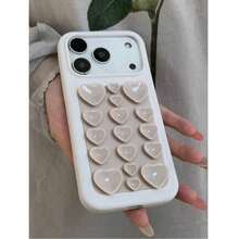 4pcsCute Pink And White Silicone Suction Cup Heart-Shaped Soft Silicone Phone Case, Korean Version Dopamine Heart-Shaped Design, With Suction Cup Holder, Soft Silicone Back Cover, Compatible With IPhone 17 Pro Max 16 15 13 12 11 Pro Max Plus - View 3