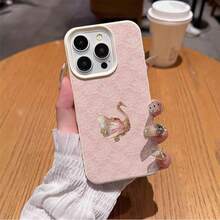 1pc TPU Material Vintage Pink Tone Lace Swan Pattern Phone Case Compatible With IPhone 17 Pro Max/17/16 Pro Max/15/13/12/11/ S20 FE/A15/S24/A55/ Note 11/Note 12/Note 13 Pro Full Coverage Shockproof Soft Shell Protective Cover - White - View 5