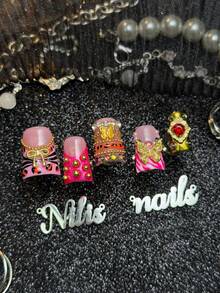 10pcs Handmade Fully Covered Short Duck Nails Press On Nails, Hot Pink Nails, Y2K Sweet And Hot Girl Style,Reusable False Nails With Jelly Glue And Nail File,Suitable For Club Night,Birthday Party,Summer Festival, Hangout,Punk Street Daily Styling - Hot Pink - View 4