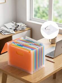 Practical Expandable Accordion File Folder To Organize 2000 Sheets Securely Premium A4 Size Document Bag With Blank & Colored Labels For Teens Compact Desk Accesorries For Home Office School Essentials School Supllies Back To School Supplies - Multicolor - View 8